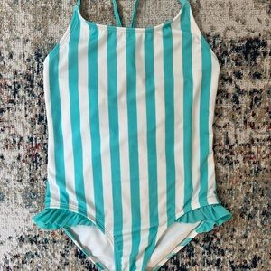 Cat & Jack Blue and White Striped One Piece Swimsuit